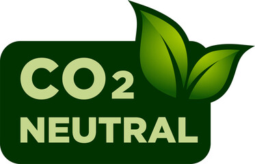 CO2 neutral green rough textured stamp - carbon emissions free (no air atmosphere pollution) industrial production eco-friendly isolated sign, CO2 Label