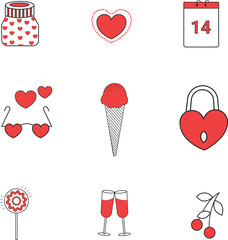 valentine card with hearts and glasses boy and girl as lovers