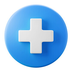 blue circle and white plus add new create symbol user interface theme 3d icon rendering illustration isolated - obrazy, fototapety, plakaty
