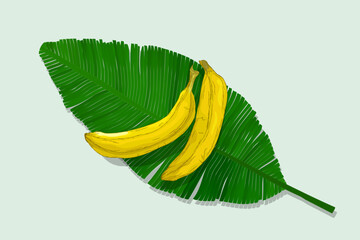 Bananas over a leaf