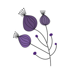 Minimalist branche for logo or tattoo. Hand drawn line wedding herb, elegant wildflowers. Minimal line art drawing