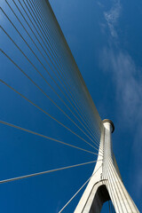 Obraz premium suspension bridge over the river bay