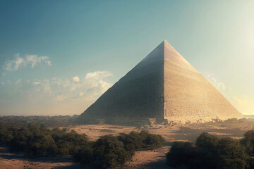 Ancient pyramid in egyptian desert (Generative AI)