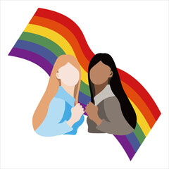 Girls on the background of the LGBT flag icon, vector, illustration, symbol