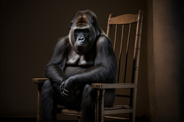 Fototapeta premium Silverback Gorilla Chair, Generative AI