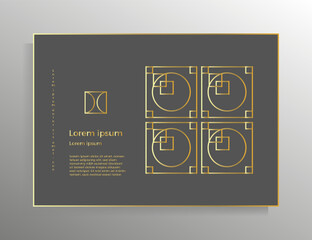 Cover for brochure, booklet, book, poster, flyer. Vector geometric design template with golden lines. Format horizontal A4.