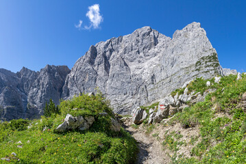 The north walls of Karwendel mountains - walls of Grubenkarspitze.