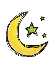 Crescent moon and star