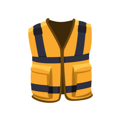 Cartoon safety vest for construction works isolated on white. Vector illustration of construction equipment. Building work concept
