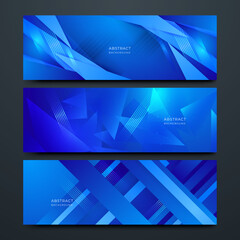 Modern blue banner background with abstract shapes. Vector abstract graphic design banner pattern background template.