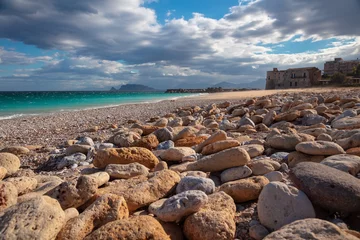 Foto op Plexiglas Virgin Mary Beach (Vergine Maria Beach), Sicily, Italy. Landscape image of beautiful Virgin Mary Beach located near Palermo, Sicily at sunny day. © rudi1976