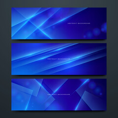 Modern blue banner background with shiny glowing line futuristic technology style