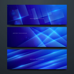 Abstract blue banner background poster with dynamic technology network. Vector illustration.