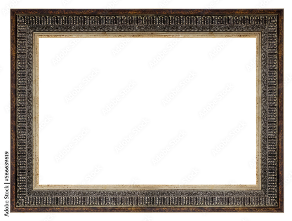 Wall mural old style vintage golden and brown frame isolated on a white background