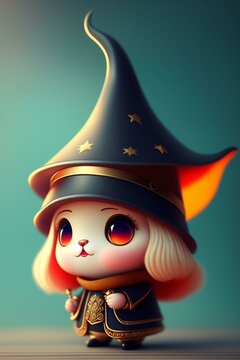 Cute and adorable cartoon it witch, fantasy, dreamlike, super cute, created with Generative AI technology