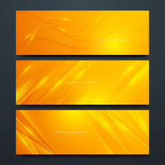 Bright sunny yellow dynamic abstract background. Modern lemon orange color. Fresh business banner for sales, event, holiday, party, halloween, birthday, falling. Fast moving 3d lines with soft shadow