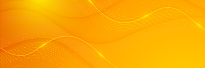 Bright colorful yellow background banner with shiny glowing line pattern texture