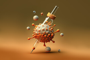 Generative AI illustration of test tube and virus