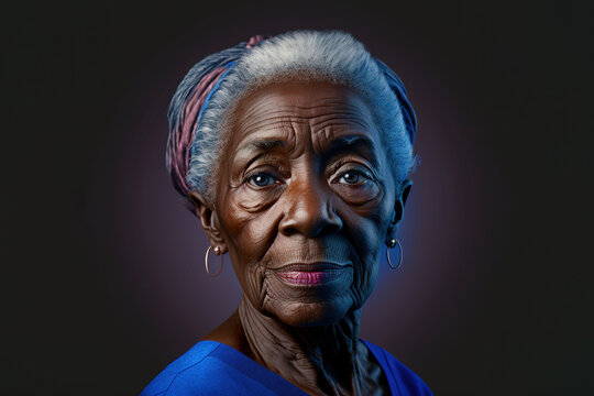 Generative AI of serious elderly black woman