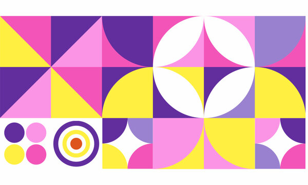 Abstract vector geometric pattern, background design in Bauhaus style, for web design, landing page, cover, business card, invitation, poster.