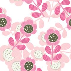 Seamless pattern with stylized flowers. Floral background.
