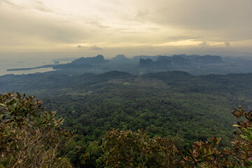 Natural background, high angle from the high mountains that can see the scenery around, the wind blows through the cool, blurred of traveling, the integrity of the moist forest.
