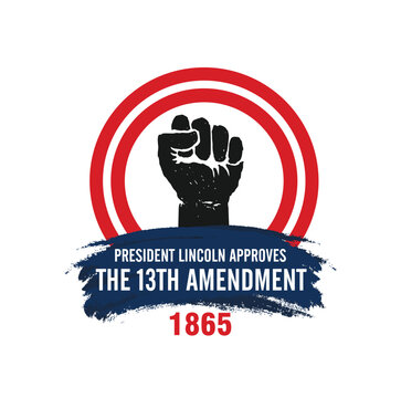 President Lincoln Approves The Thirteenth Amendment. 1865. Vector Illustration.