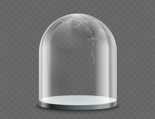 Broken glass dome with cracks. Vector mockup © Key design