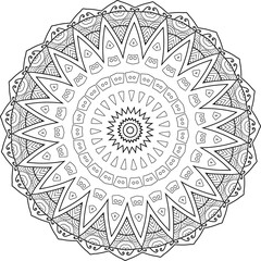 Round pattern with a black outline. Vector file for designs.