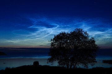 Obraz na płótnie Canvas Glimmering night clouds. Noctilucent clouds.