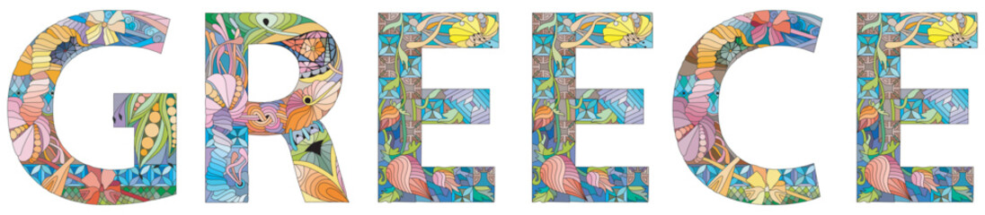 Greece is a country in Southeast Europe. Vector decorative zentangle object.