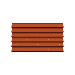 Brown horizontal metal roof tiles vector illustration. Cartoon drawing of metallic profile sheets for house or home roof on white background. Construction, materials concept