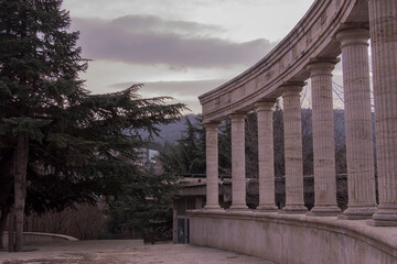 The beautiful columns of the Dilijan amphitheater.