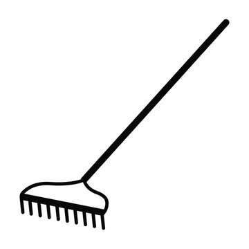 Garden bow rake for gardening and farming line art vector icon for apps and websites