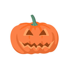 Spooky pumpkin head vector illustration. Cartoon drawing of funny Halloween character, jack lantern isolated on white background. Halloween, fantasy concept