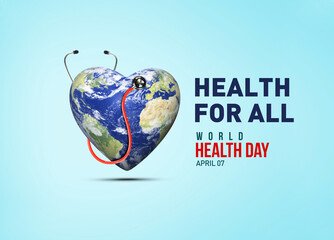 Health For All. World Health day 2023 concept background. World health day concept text design with...
