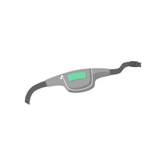 Grey belt bag or fanny pack cartoon vector illustration. Cartoon drawing of summer vacation or fashion accessory isolated on white background. Travel, tourism, fashion concept