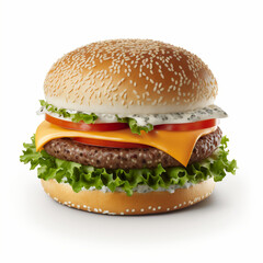 Hamburger on White. Generative ai