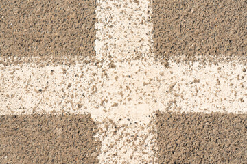 Close-up of cross white lines