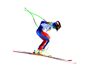 man athlete skier in alpine skiing - obrazy, fototapety, plakaty