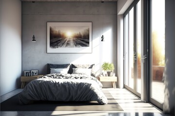 Interior of beautiful modern bedroom