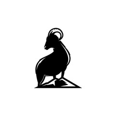 Bighorn Sheep logo design icon. Bighorn Sheep logo design inspiration. Bighorn animal logo design template. Animal symbol logotype. Bighorn Sheep symbol silhouette.