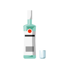 Alcoholic beverage or vodka and glass vector illustration. Vodka, alcohol drink. Icon of bar menu isolated on white background