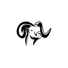 Bighorn Sheep logo design icon. Bighorn Sheep logo design inspiration. Bighorn animal logo design template. Animal symbol logotype. Bighorn Sheep symbol silhouette.