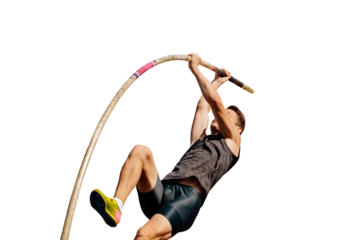 athlete jumper to pole vault bend isolated