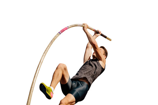 athlete jumper to pole vault bend isolated