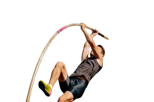 athlete jumper to pole vault bend isolated