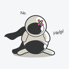 cute chibi astronaut couple art illustration