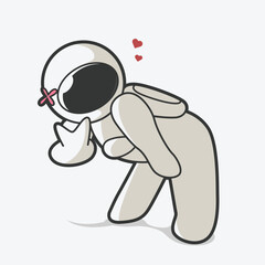 cute chibi astronaut couple art illustration