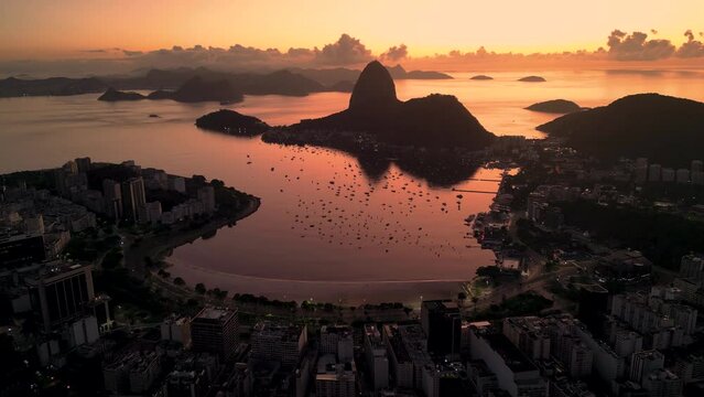 Rio de Janeiro Just Before Sunrise View With the Sugarloaf Mountain and Botafogo Beach